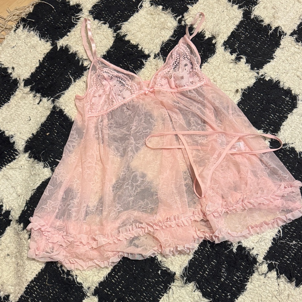 Delicate Pink Lace Chemise